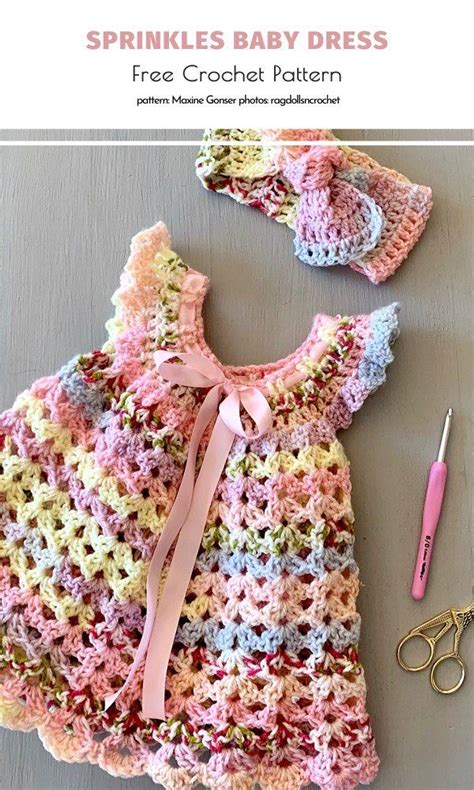 Pastel Rainbow Baby Crochet Dress Free Patterns Crochet Baby Dress
