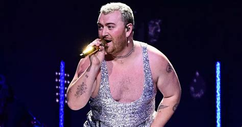 Sam Smith Wows Fans In Low Cut Sequinned Body Suit On Stage At Jingle
