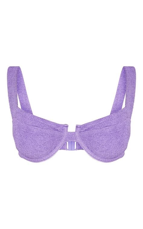 Purple Mini Crinkle Underwired Square Bikini Top Prettylittlething Ksa