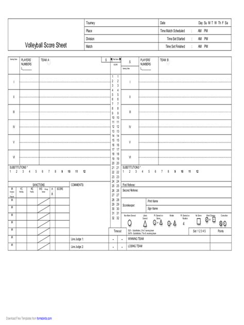 Volleyball Score Sheet Template Best Of Document Template