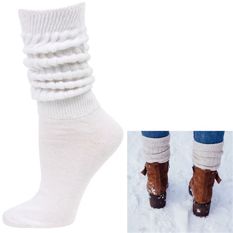 6 Pairs Slouch Socks Women S Scrunch Hooters Socks Cotton Cozy White Size 9 11