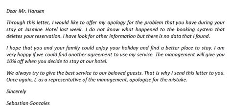 Hotel Apology Letter To Guest To Provide A Good Service Template