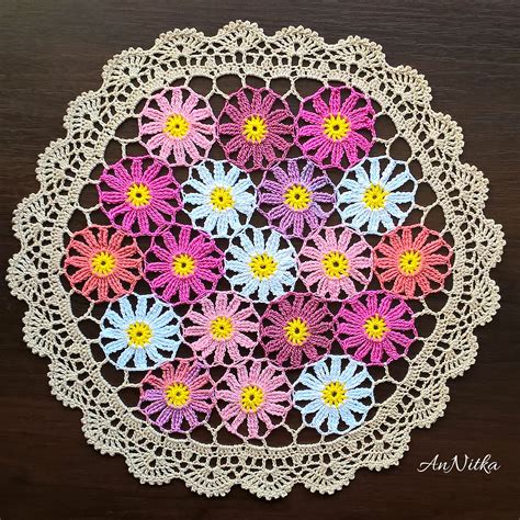Crochet Lace Doily With Cosmos Flowers You Can Buy This Doily In My