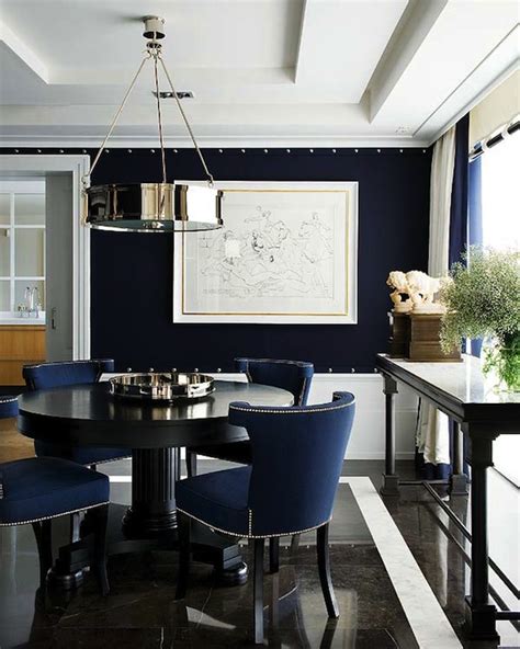 Navy blue dining room chairs set table dark saltandblues. Navy Blue Dining Room - Contemporary - dining room - Nuevo ...