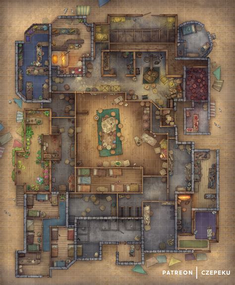 Thief Guild Hideout Dnd Battlemap Fantasy City Map Dungeon Maps