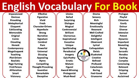 English Vocabulary Words For Books Vocabulary Point