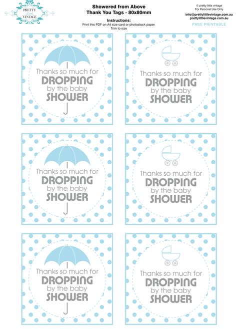 Unique baby shower favor tags by independent artists. Showered From Above Rain Boy Baby Shower Printables ...