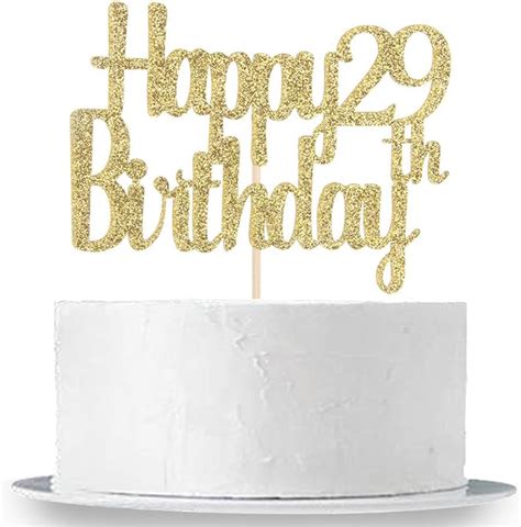 Happy 29th Birthday Cake Topper Gold Glitter 29th Anniversary Birthday