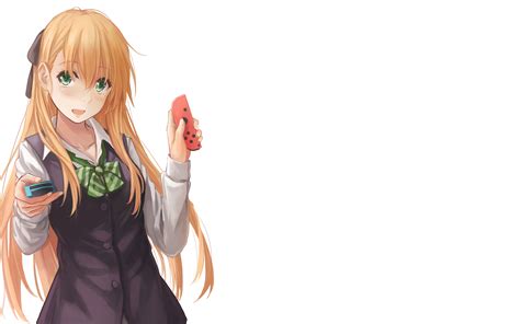 Download 2560x1600 Anime Girl Blonde Gamer Smiling