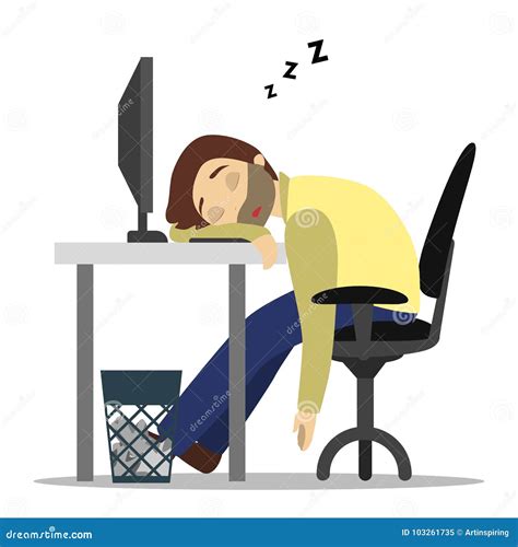 Sleeping At Work Stock Vector Illustration Of Desk 103261735