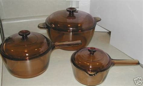 Corning Visions Pyrex Amber Glass Cookware Pans Pots 22732927