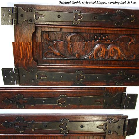 Pair Antique Victorian 20x22 Carved Wood Architectural Furniture Door