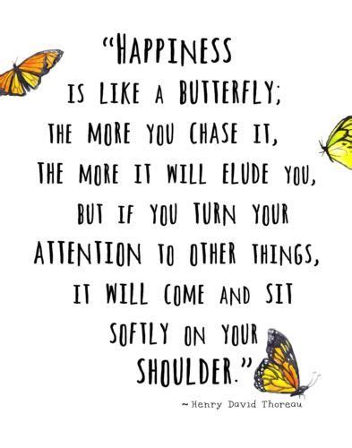 Thoreau Quote Wall Art Print Happiness Is Like A Butterfly Watercolor