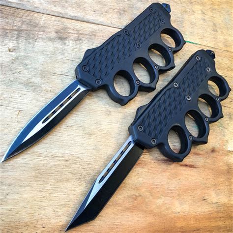 9 Knuckles Knuckle Trench Knife Spring Straight Out Automatic Otf