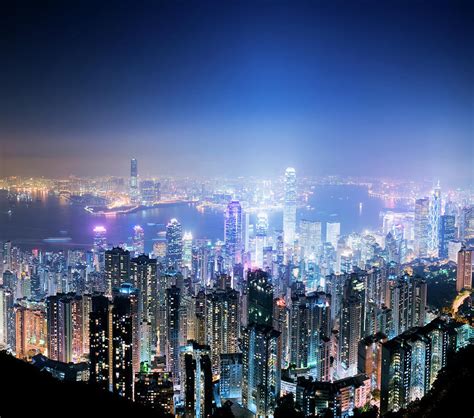 Hong Kong City Skyline At Night China Photograph By Deejpilot Fine