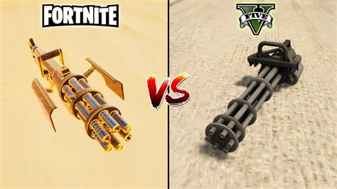 Fortnite Minigun Vs Gta 5 Minigun Which Is Best Youtube