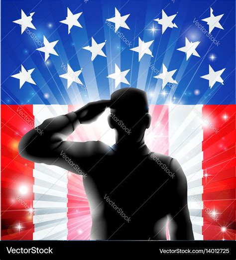 Soldier Silhouette Saluting American Flag