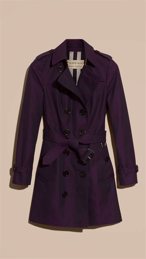 Cotton Gabardine Trench Coat Dark Purple Trench Coats Women Clothes