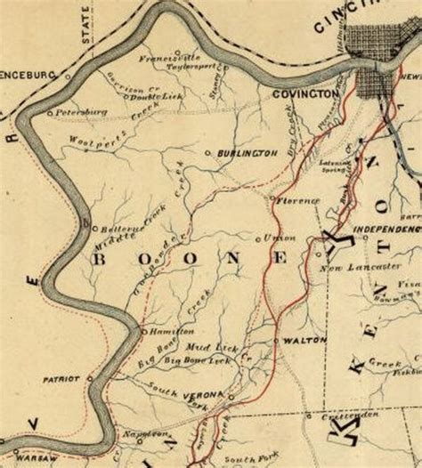 1866 Railroad Map Boone And Kenton County Kentucky