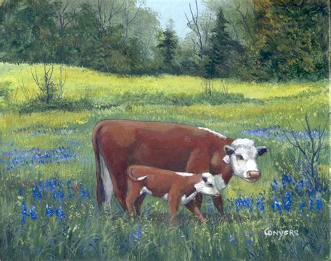 Daily Painters Marketplace Cow And Calf Painting By Peggy Conyers