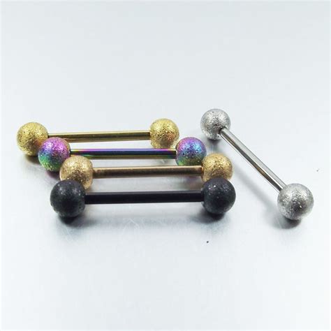 1 Piece 14g Dull Polish Gold Straight Tongue Barbell Ring Stainless