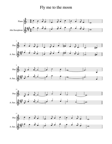 Video playalong is also available (1220x540px) and the musescore 3.0 file to edit and arrange the key to the transposing instruments (clarinet you will be able to access all the material immediately (sheet music, playalong and video. Fly me to the moon Sheet music for Piano, Alto Saxophone ...