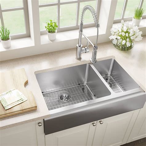 Mr Direct Stainless Steel 32 34 In 7030 Double Bowl Farmhouse Apron Front Kitchen Sink 407l