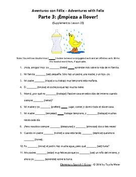 Spanish Verb Conjugation Practice Worksheet Story F Lix Verb