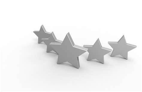 Premium Photo Five Silver Stars Isolated On White Background 3d Rendering
