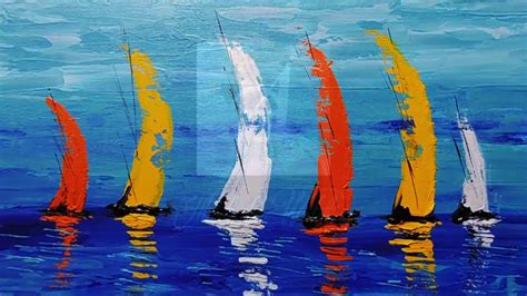 Abstract Painting Demonstration Easy Sailboats Art With Palette