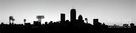 Panoramic Boston Skyline High Resolution Black And White Photo