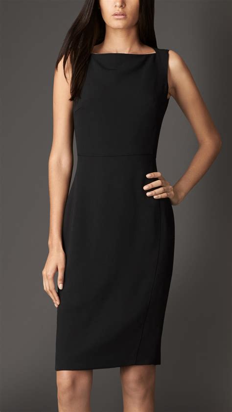 Burberry Leather Detail Tailored Shift Dress In Black Lyst