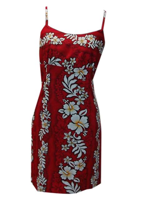 hawaiian sweet spaghetti strap cotton hibiscus red dress jade fashion hawaiian clothes and