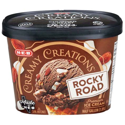 1 level teaspoon cornflour (for thicker texture or when ice cream maker has a bowl that needs advance freezing). H-E-B Creamy Creations Rocky Road Ice Cream - Shop Ice ...