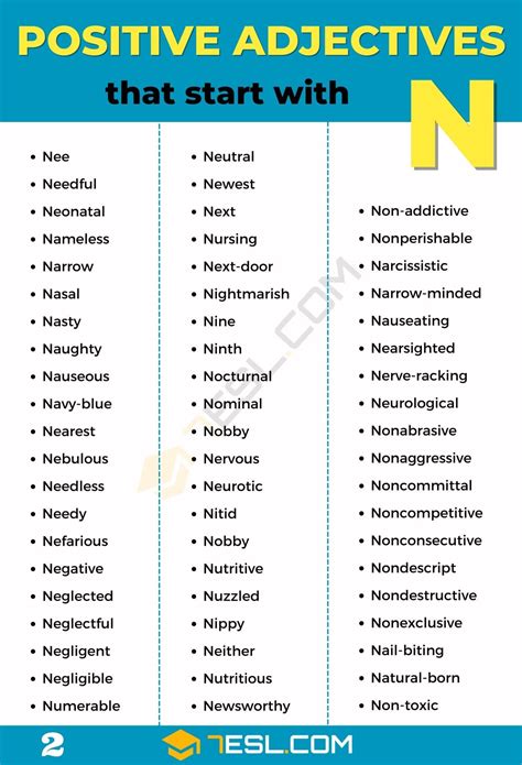 135 Positive Adjectives That Start With N In English • 7esl