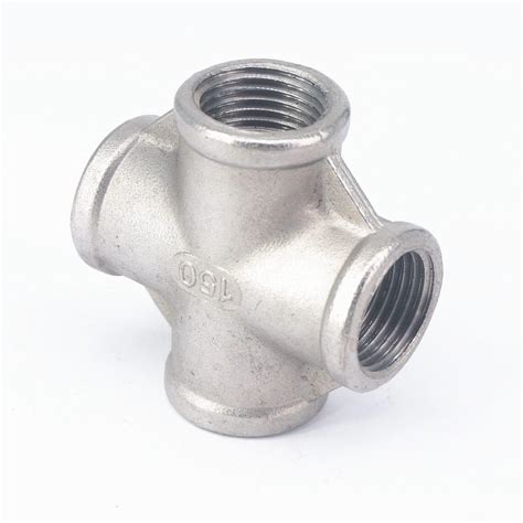 12 Bsp Female 304 Stainless Steel Cross 4 Way Connector Pipe Fitting