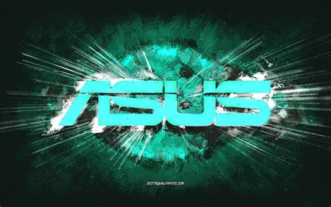 Download Wallpapers Asus Logo Grunge Art Turquoise Stone Background