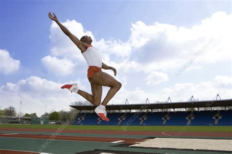 Athlete Performing A Long Jump Stock Image P9600571 Science