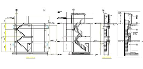 Staircase Section And Elevation Design Drawing Autocad File Cadbull