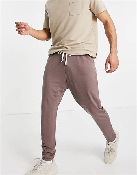 Asos Design Lightweight Drop Crotch Sweatpants In Brown Asos