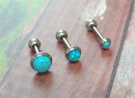 Turquoise Blue Fire Opal Stud Cartilage Earring Tragus Helix Piercing