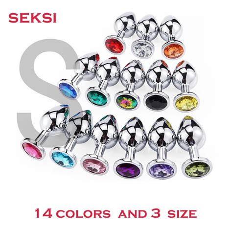 seksi 3size anal plug mujer butplug anale femme roundmetal beads stainless steel crystal silver