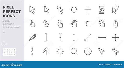 Cursor Line Icon Set Mouse Click Hand Tap Arrow Pointer Type Here