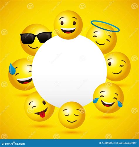 Emojis Yellow Round Face Background Stock Vector Illustration Of