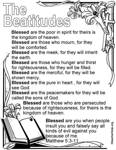 The Beatitudes Coloring Sheet Ordinary Time Beatitudes For Kids