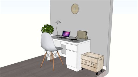 White Working Study Table 3d Warehouse