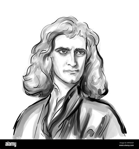 Caricatura De Isaac Newton Físico Teórico Científico Portrait Drawing