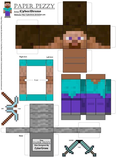 Printable Minecraft Papercraft Diamond Sword Printable Papercrafts