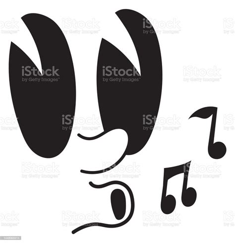 Singing Toon Face Comic Person With Melody Notes Stock Illustration Download Image Now
