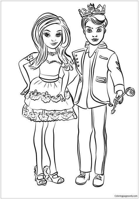 Easy mal from descendants coloring. Ben And Mal Coloring Page - Free Coloring Pages Online